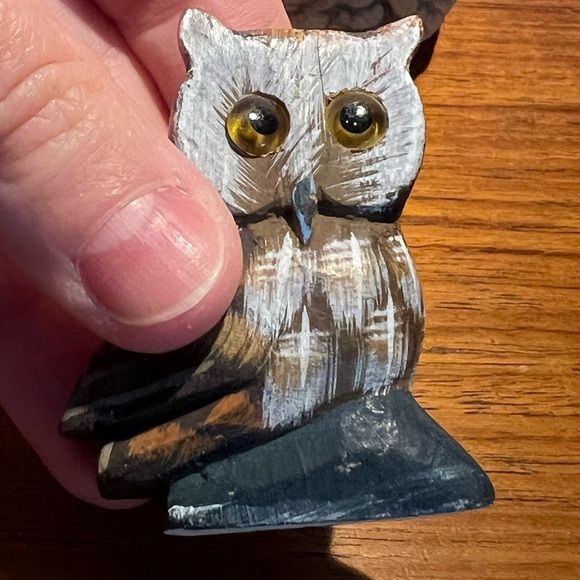 Collectable vintage miniature owls set of four Japanese Pottery Wood Mcm - Picture 6 of 14